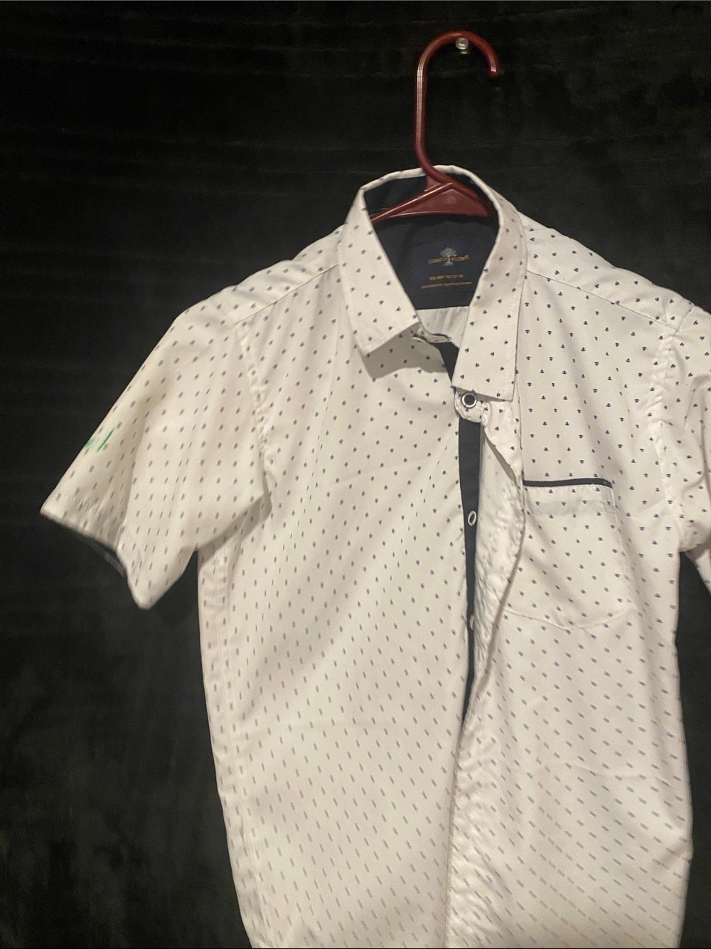 Short Sleeve White Patterned Men's Shirt